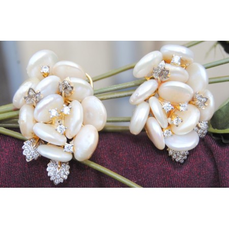 Rose Diamond Pearl Earrings